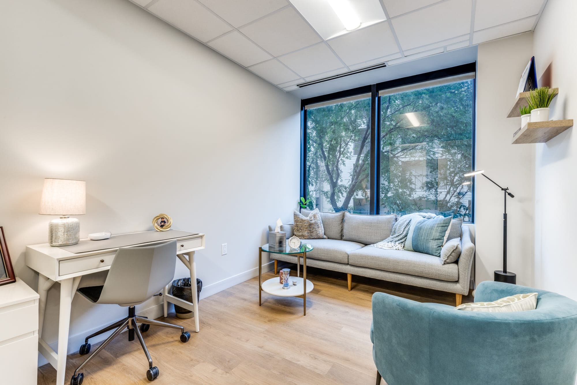 A calm, private therapy office where trauma healing begins