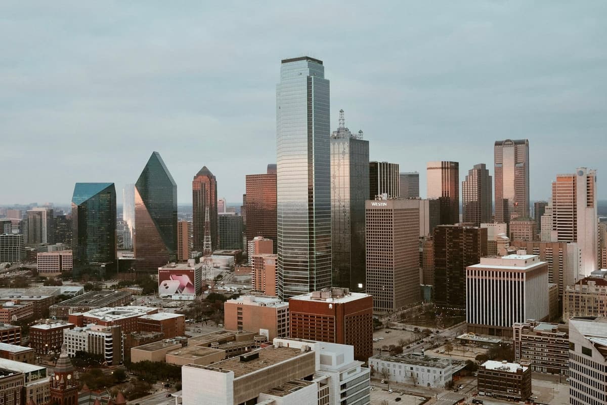 Downtown Dallas under a daytime sky